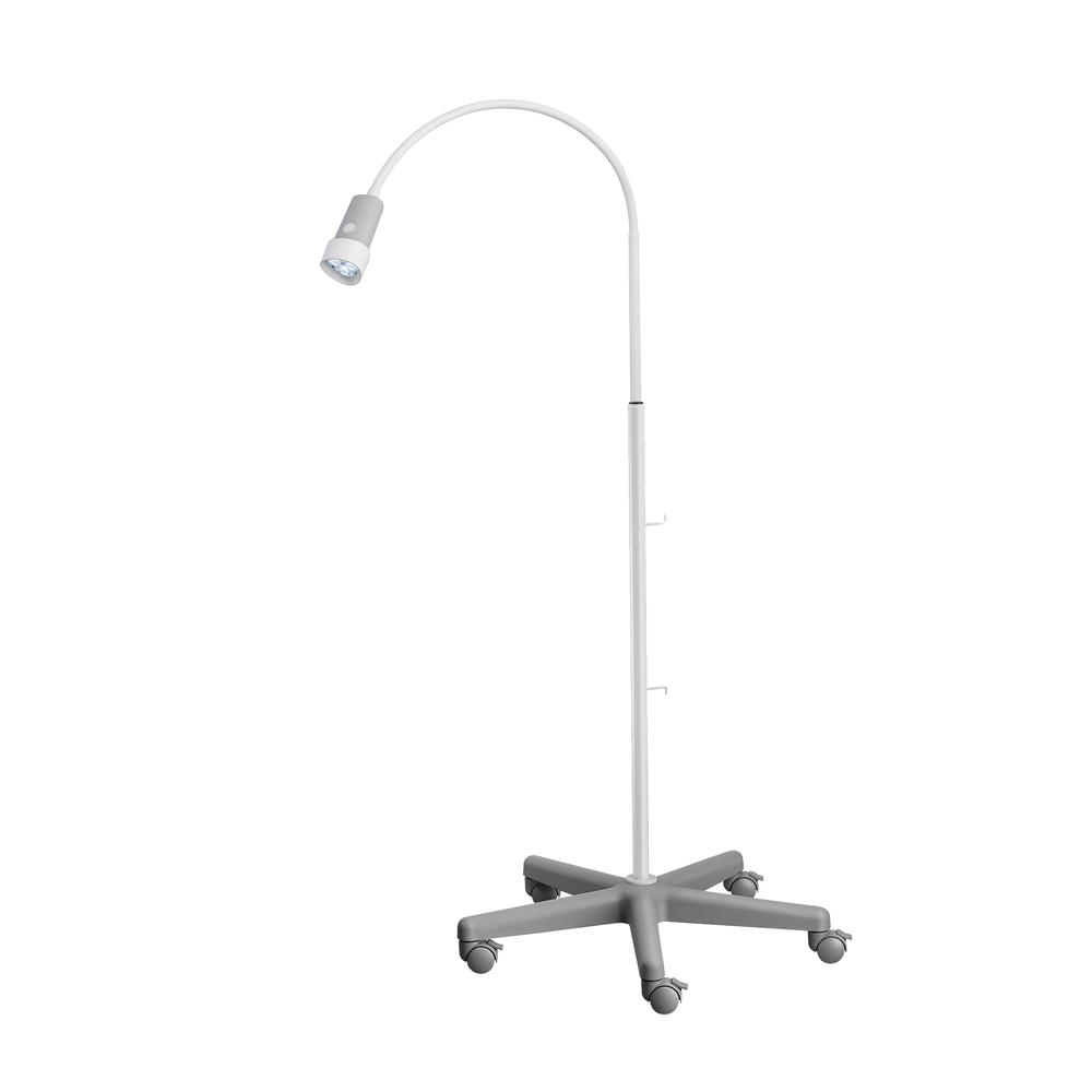 Halux Exam Light Gooseneck, Dimmable, Rear Mount, Roller Stand Hospital equipment exam light gooseneck, dimmable, rear mount, roller stand.