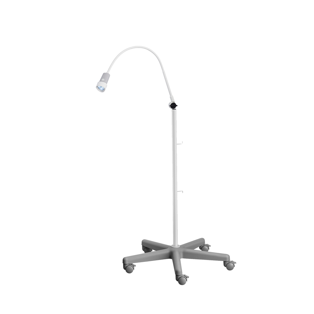 Halux Exam Light Gooseneck, Base Joint, Dimmable, Rear Mount, Roller Stand Hospital equipment exam light gooseneck, base joint, dimmable, rear mount, roller stand